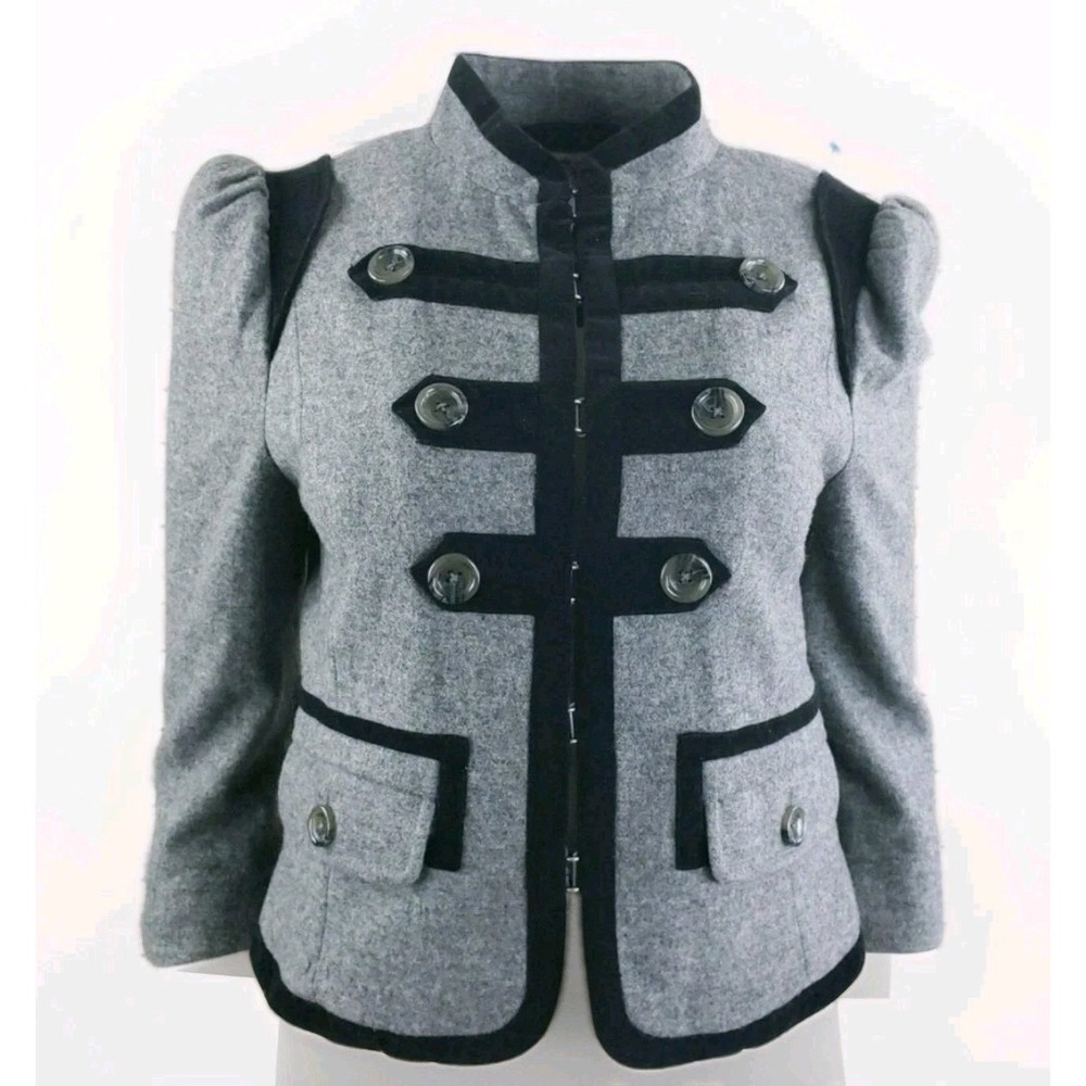 Juicy Couture Wool Jacket L Gray EUCMilitary Band Parade Blazer Troupe Grey #886